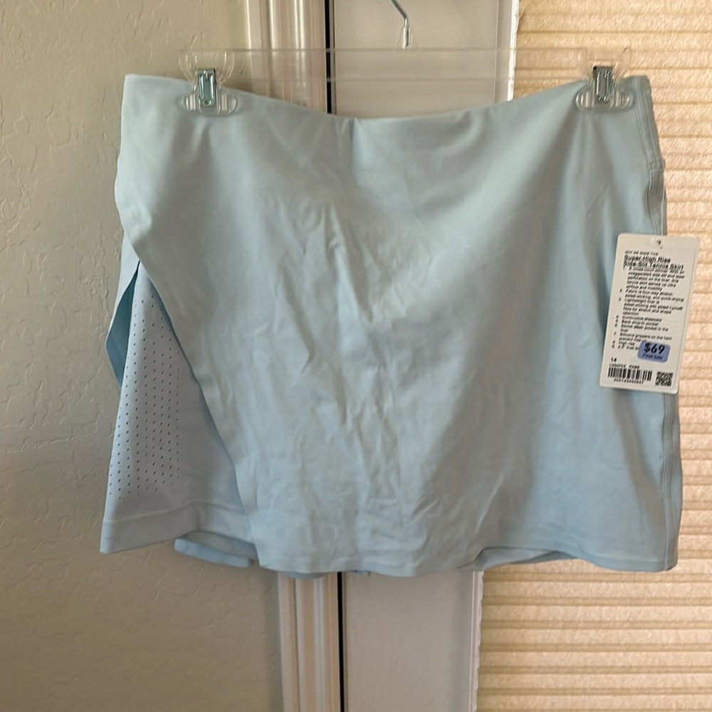 Lululemon Super High Rise Side Slit Tennis Skirt light blue 14 NWT